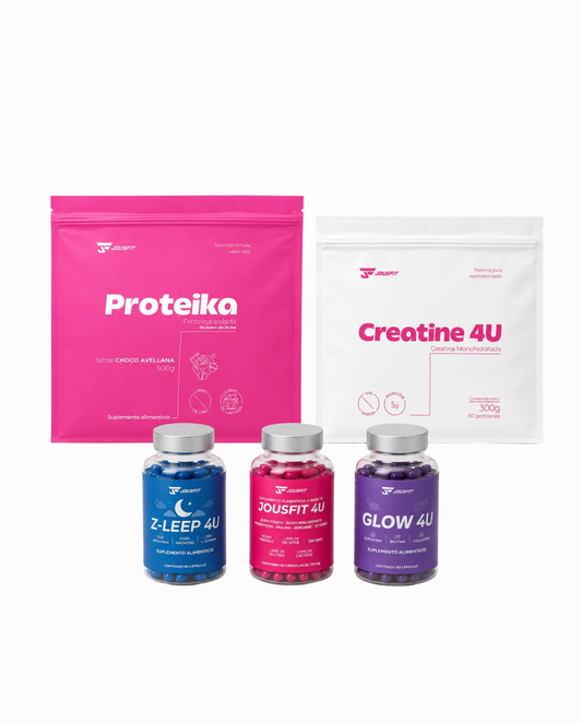 Kit Bienestar Total 4U | Proteína + Creatina + Jousfit4u + Glow4u + Zleep4u